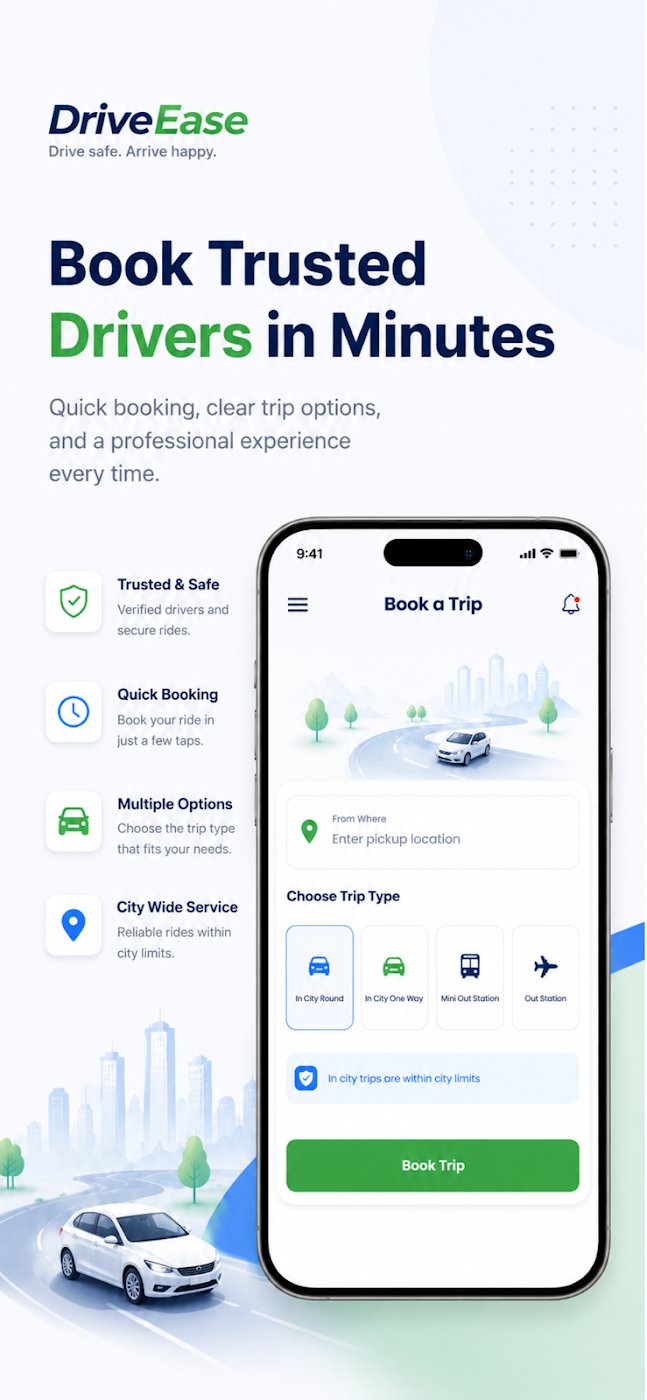 Book trusted drivers in minutes, the Book a Trip screen